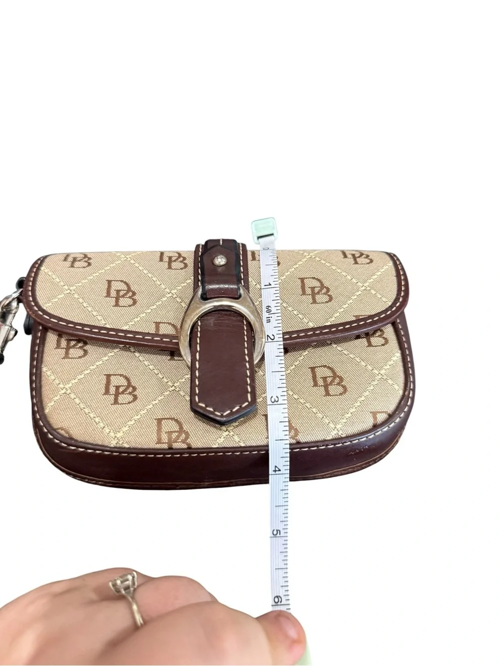 Dooney & Bourke Beige and Brown Monogram Wristlet